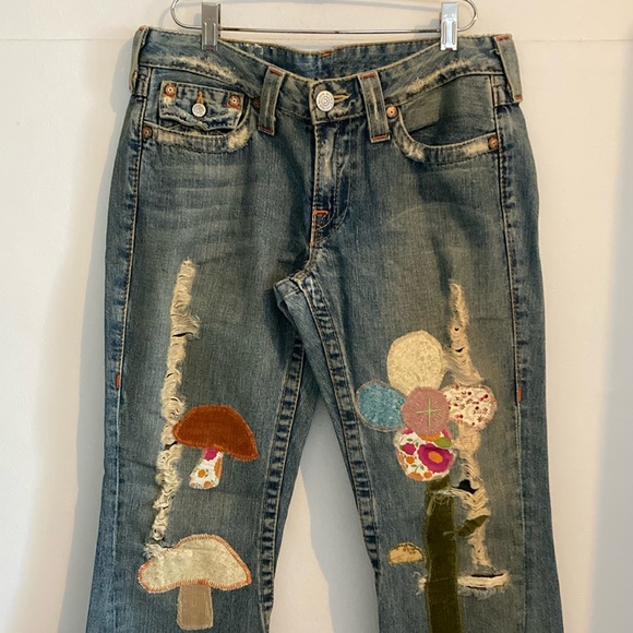 True Religion Jeans Patchwork sz 30 Y2K RARE